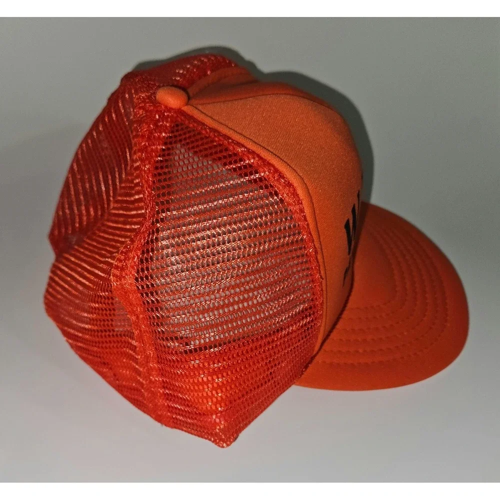 Vintage Wayne Paving Co Inc Trucker Hat Mesh Snapback Cap Orange Deadstock KC